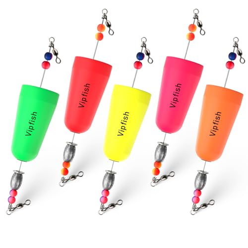 Vipfish Mix Color 5 Pack Saltwater Catfish Popping Corks with Egg Weights