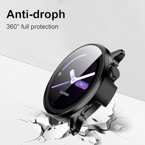 Hard PC Case for Vivoactive 6 with Tempered Glass Screen Protector - Clear