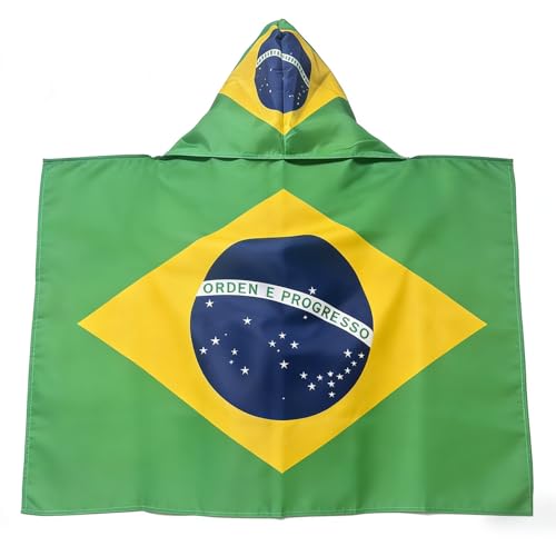World Soccer 2026 Fan Essentials Kit - 3x5 Ft Flag Cape & Tattoos - Brazil