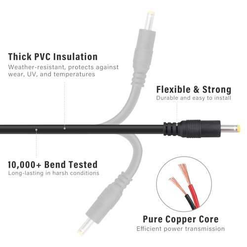79-inch Trail Camera Power Cable 4.0x1.7mm DC Cord - 2 Pack