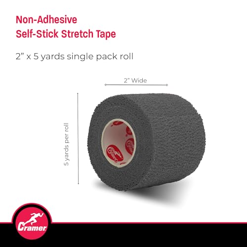 Cohesive Stretch Tape - 2" x 5 Yards, Grey Self-Adhesive Wrap for Athletes