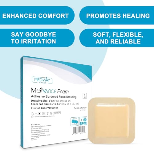 MedVance Waterproof Foam Wound Dressing 6x6 Inch, Pack of 5