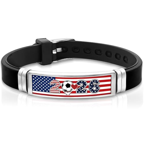 2026 Soccer Fan Bracelet - Adjustable Silicone and Stainless Steel Wristband