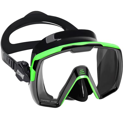Diving Mask Snorkel Goggles with Nose Cover - Green