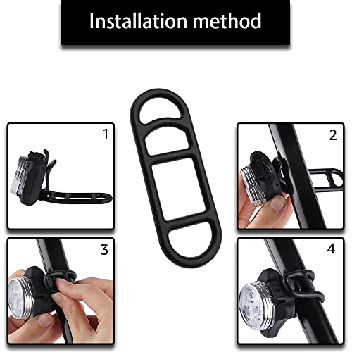 5 Pack Silicone Bike Light Mount Straps - Black