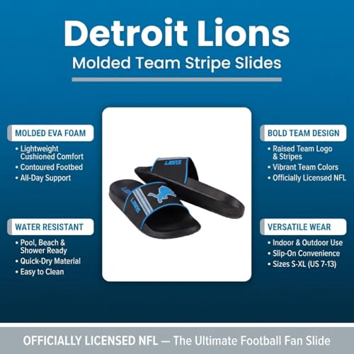 Detroit Lions Slides for Men - Large Water Resistant EVA Sandals