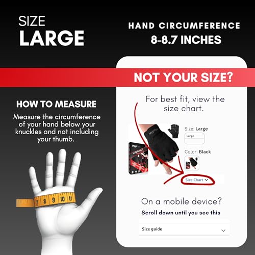 Workout Gloves for Men & Women - Weight Lifting, Grip & Wrist Support - Black, Large