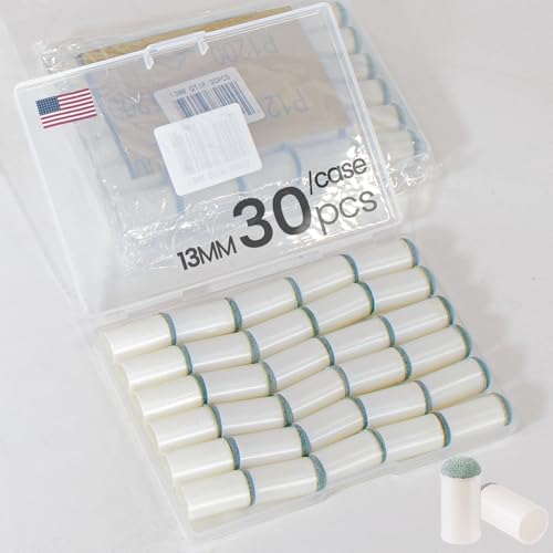 Pool Cue Tips Replacement Kit - 30 Pcs 12mm & 13mm Leather Tips