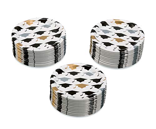 Graduation Paper Dessert Plates - 36 Count, 7 in. - Mortarboard Design