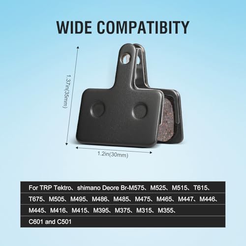 High-Performance Bike Brake Pads - 4 Pairs Black, Resin/Semi-Metallic