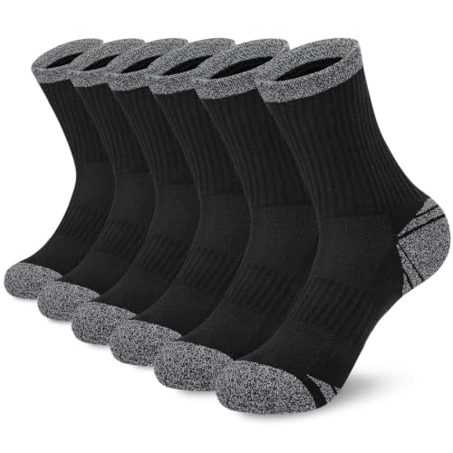 Cushioned Cotton Crew Socks for Women - Black
