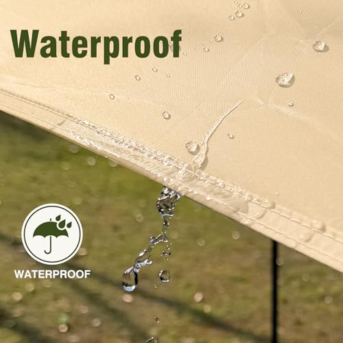 Caoditu 3x4.5m Waterproof Camping Tarp with Poles - All-Weather Sunshade & Rain Fly