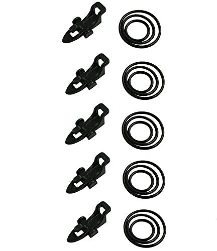 Fishing Hook Keeper Set - 10pcs with Elastic Rubber Rings - Black
