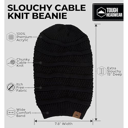 Ribbed Beanie Hat - Stretch Fit Knit Cap for Men & Women - One Size, Black