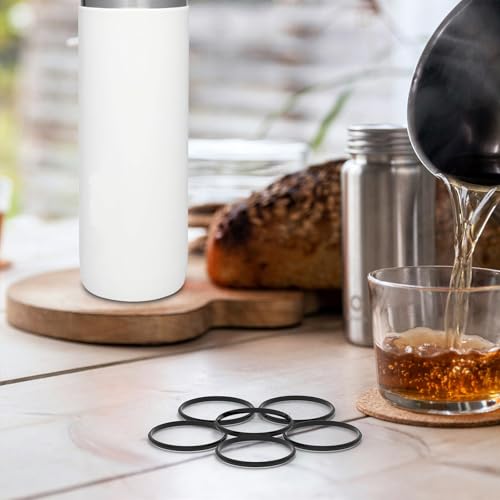 6 Pack Silicone Water Bottle Gasket Replacement - Black