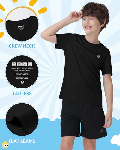 Boys UPF 50+ Short Sleeve Swim Shirt - Quick Dry Rashguard - XX-Large Black