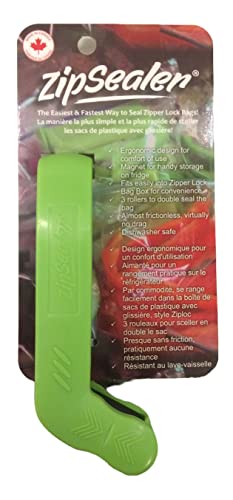 ZipSealer The Original Zipper Lock Bag Sealer - Green (Patented) Fast, Easy Seal