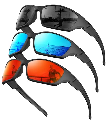 KALIYADI Polarized Sunglasses A02-black+ice Blue+red multicolor UV400 cycling fishing running