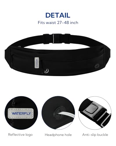 Running Belt Fanny Pack - Lightweight Phone Holder for Active Use - Black