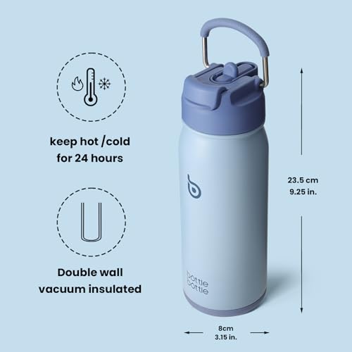 16 oz Stainless Steel Sports Water Bottle with Pill Holder, Vacuum Insulated