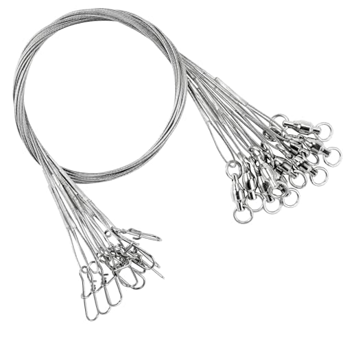 AMYSPORTS 20pcs Stainless Steel Saltwater Fishing Leaders 11.8in 50lb Heavy Wire