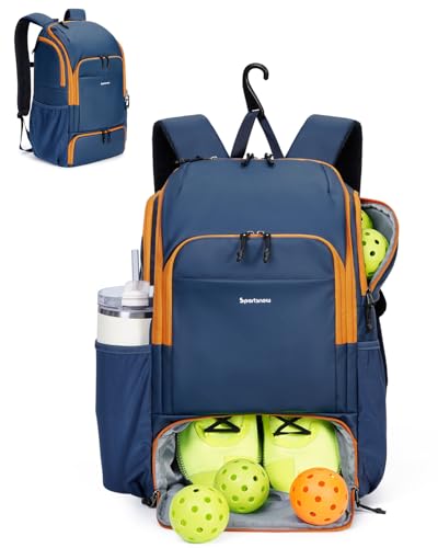 sportsnew Waterproof Pickleball Bag with Shoe Compartment, Navy Blue