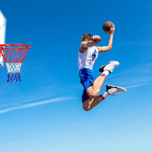Heavy Duty Basketball Net Replacement - 12 Loops, Red White Blue