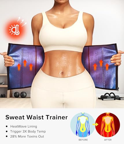 Waist Trainer for Women - Sauna Waist Trimmer, Medium Blue