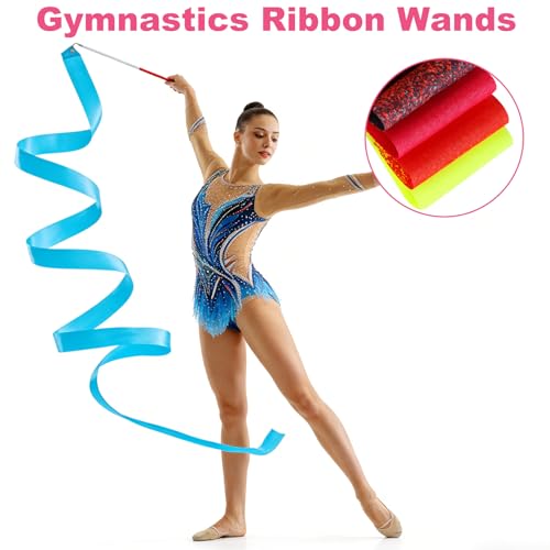 6 PCS Dance Ribbon Wands - 78.7 Inch Gymnastics Streamers with Non-Slip Handles