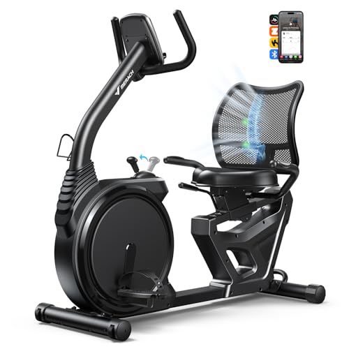 Recumbent Exercise Bike for Home - Magnetic, Adjustable Seat, Black