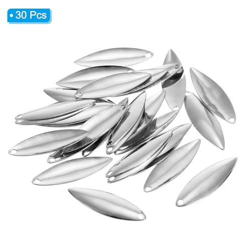 Fishing Lure Blades - Silver Willowleaf for DIY Bait - 1.3"x0.4"
