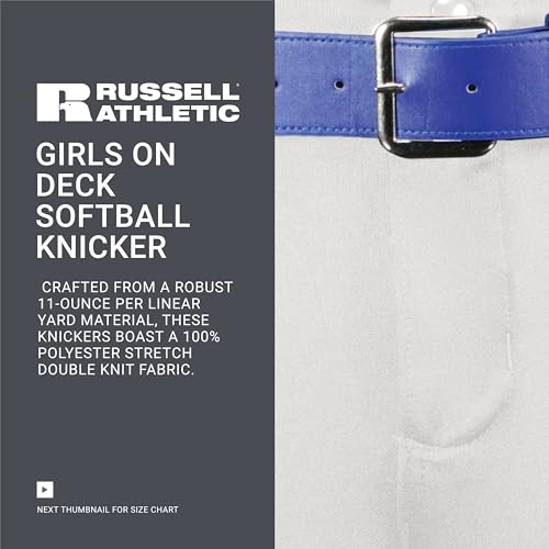 Russell Athletic Girls On Deck Softball Knicker Medium White with Belt Loops & Pockets