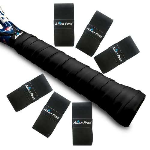Tennis Racket Grip Tape - Precut Light Tac Feel - 6-Pack Black