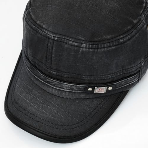 YeeHeen Unisex Military Army Cap Black One Size Flat Top Washed Cotton Hat
