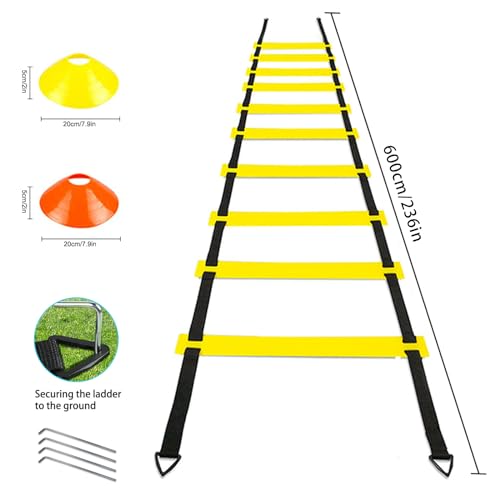 Agility Ladder Training Kit with Cones & Jump Rope - 20ft Soccer Set
