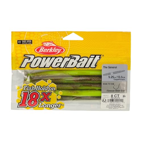 Berkley PowerBait MaxScent Soft Plastic Stick Worm - Coppertreuse, 5.25" (8 Count)
