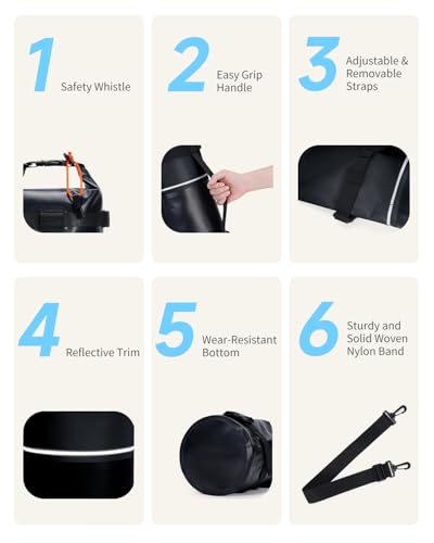 5L Waterproof Dry Bag for Travel, Kayaking, Hiking - Black