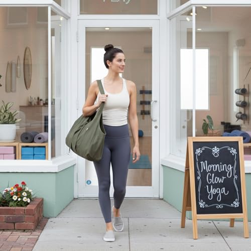 Large Yoga Mat Bag - YogiiiTotePRO in Olivine Green