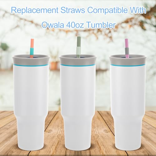 Replacement Straws for 40 oz Owala Tumbler - 6 Pack Pink with Brush