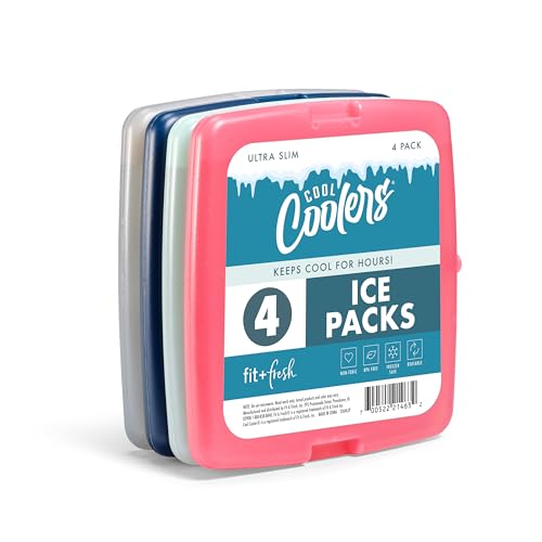 Slim Ice Packs - Quick Freeze Reusable 4-Pack for Lunch Boxes & Coolers - Multicolor
