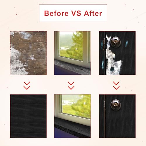 Wood Grain Repair Tape, 2.2 Inch x 15ft Wood Colored Trim Tape Self-Adhesive Simulated Wood Patch Tape for Tables, Doors, Windows, Floors (Black)