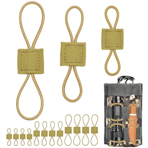 15PCS Molle Backpack Attachments - Khaki, 3 Sizes Elastic Webbing