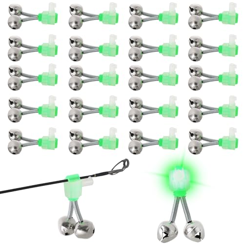 20 Pack Clip-On Fishing Bells - Dual Ring Bite Alarms