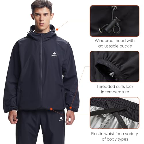 Sauna Suit for Men - Weight Loss Sweat Jacket & Pants - Black - X-Large