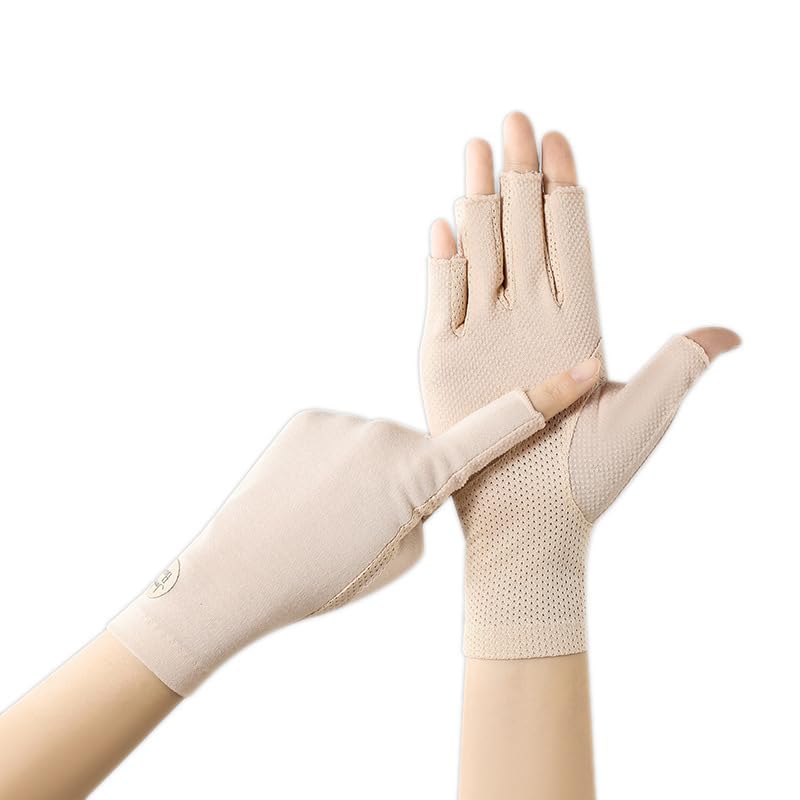 Women's UV Protection Sunblock Gloves - Non-Slip Touchscreen - Apricot 1