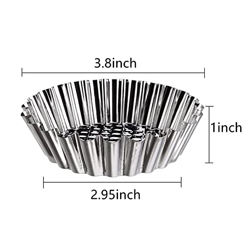 30 Pcs Stainless Steel Egg Tart Molds 3.8 Inch Mini Pie & Tart Pans Baking Tool