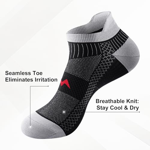 Ankle Compression Socks - 6 Pairs, Low Cut, Large / Black