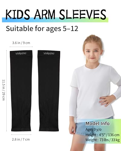Kids & Teens Arm Sleeves - Cooling UV Sun Protection - Black