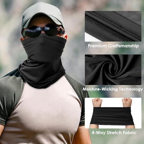 Cooling Neck Gaiter - UV Protection Face Cover Scarf - Black, One Size