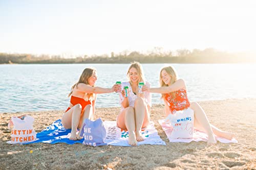 Bride of The Party Pink & Blue Beach Towel for Bachelorette & Pool Parties